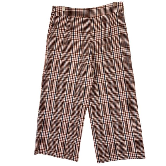 Belle Vere pull on Plaid High Rise Wide Leg Cropped Flat Front pants size 8 - Picture 7 of 16